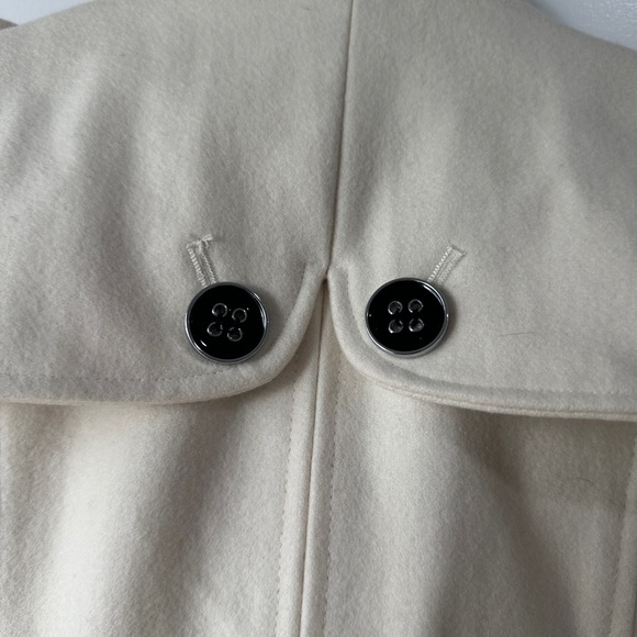 Green Envy Classic Cream Double-Breasted Wool Blend Trench Coat Fall Jacket M - Picture 11 of 11